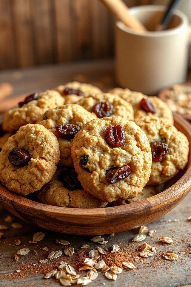 baking delicious oatmeal raisin cookies