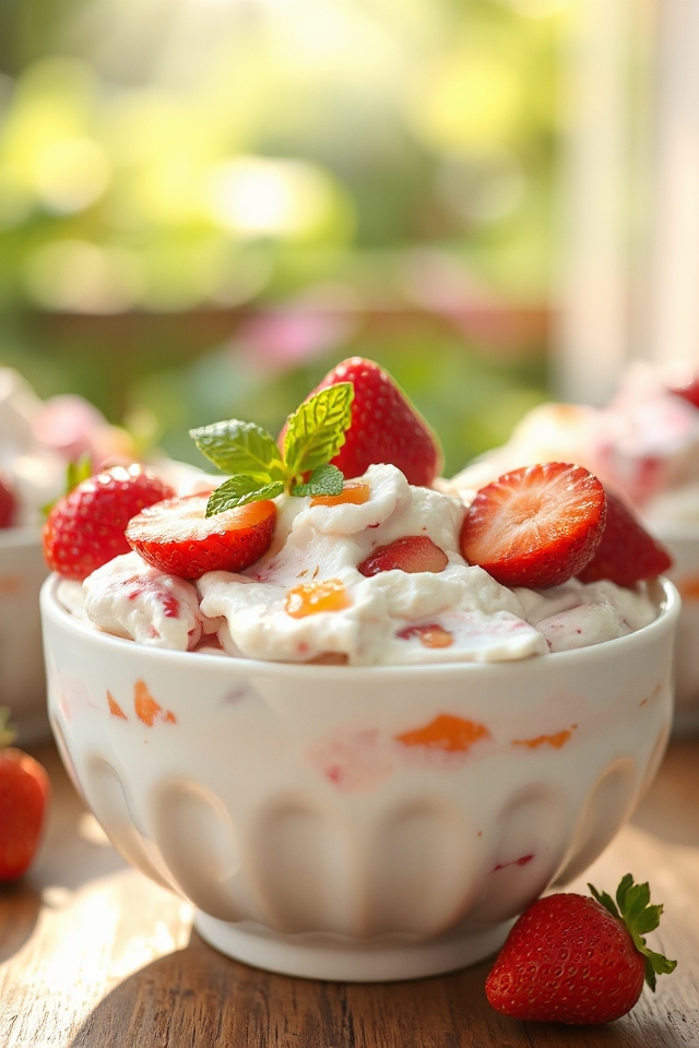 creamy strawberry fruit dessert