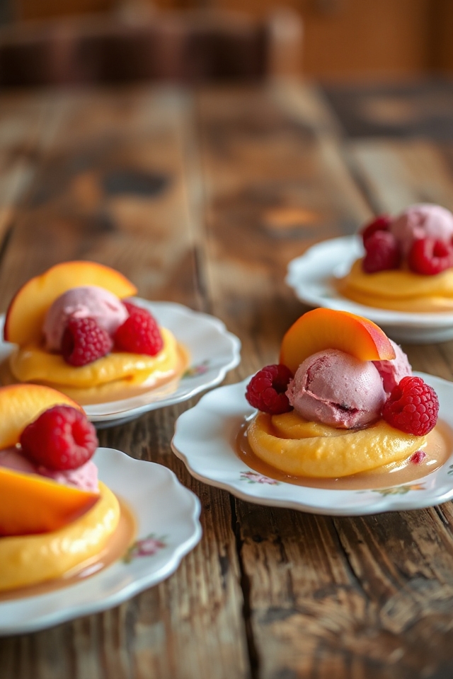 peach melba dessert assembly