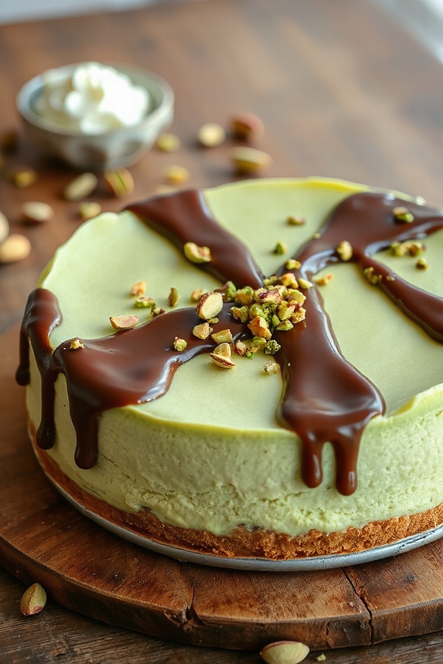 pistachio cheesecake baking process