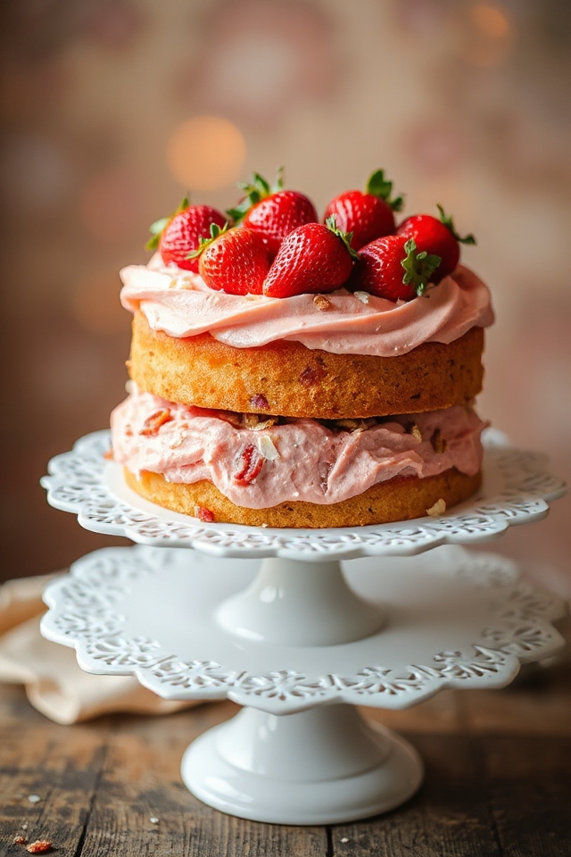 strawberry cake with frosting